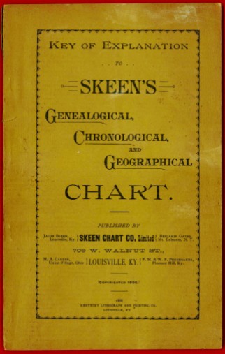 Key of Explanation to Skeen’s Genealogical, Chronological and Geographical Chart, (cover) by Jacob Skeen, copyright 1886, The Skeen Chart Co., Louisville, KY, Lithographed by the Lithograph and Printing Company, Louisville, KY, Shaker Museum | Mount Lebanon: 1957.9516.1 